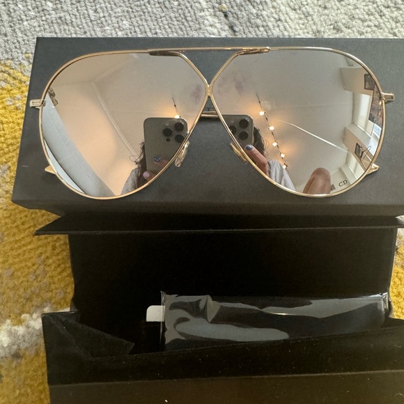 CHRISTIAN DIOR Silver Aviator Sunglasses stellaire NEW - Picture 2 of 6